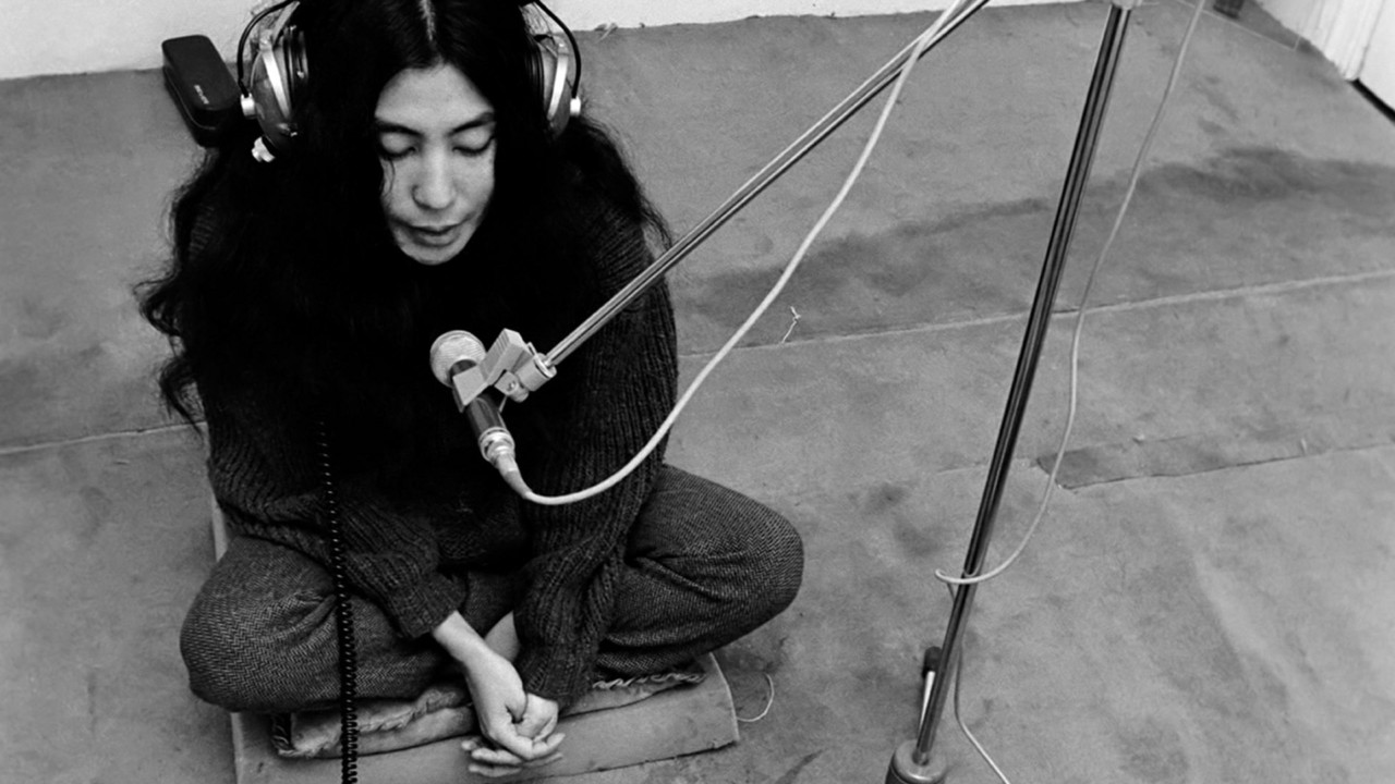 Yoko Ono in a recording studio