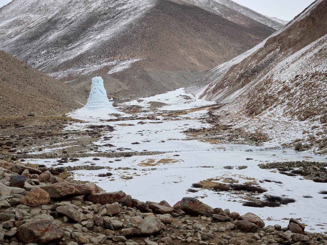 An ice stupa in Ladakh India by Greg White