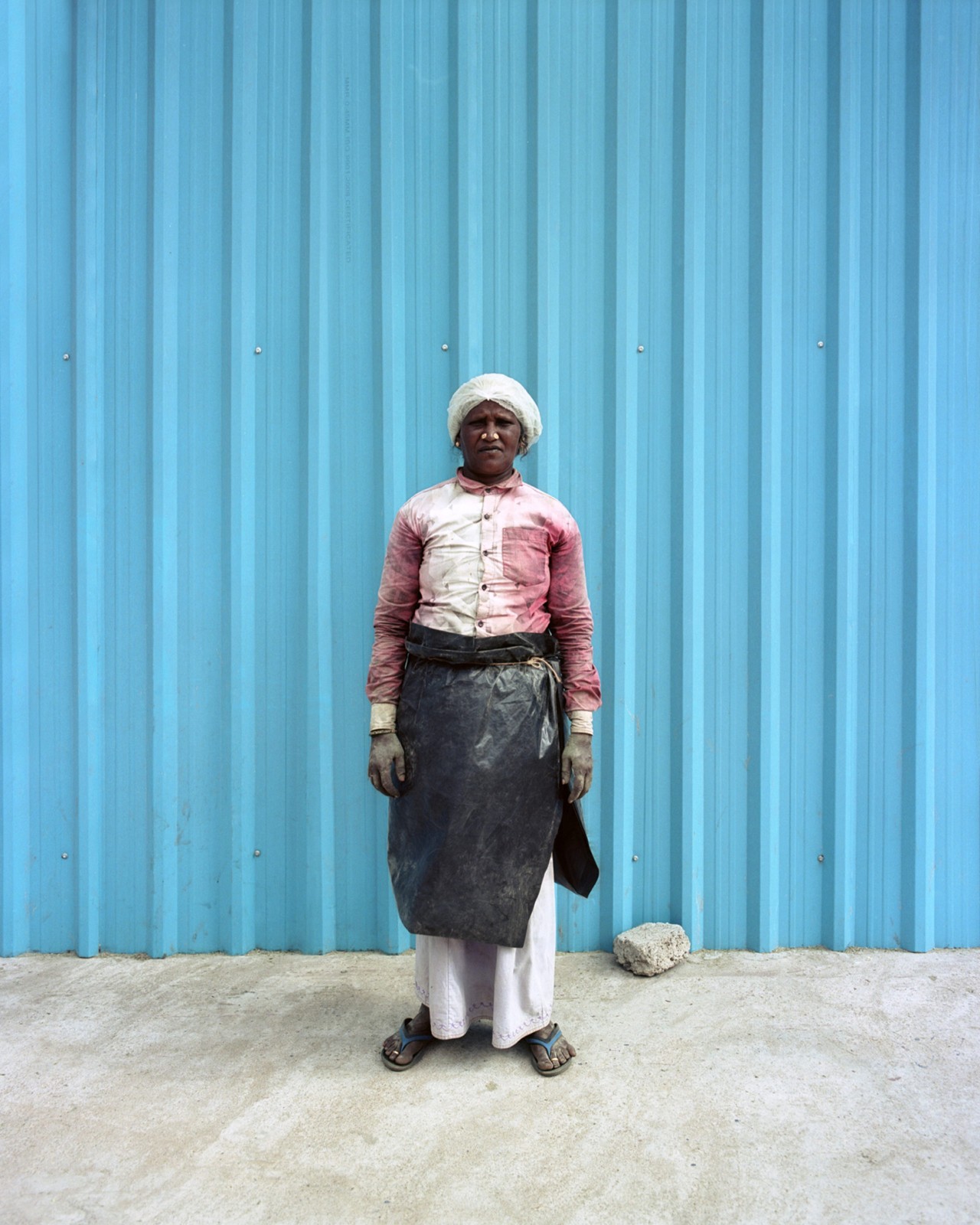 A worker at an indigo dye plant in India by Ashish Shah