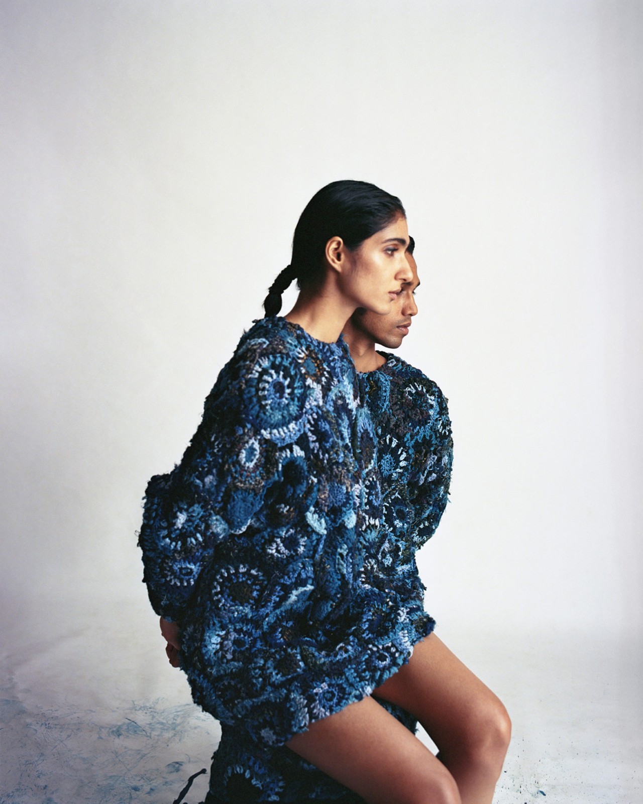 Two models wear clothing by Naushad Ali in India by Ashish Shah