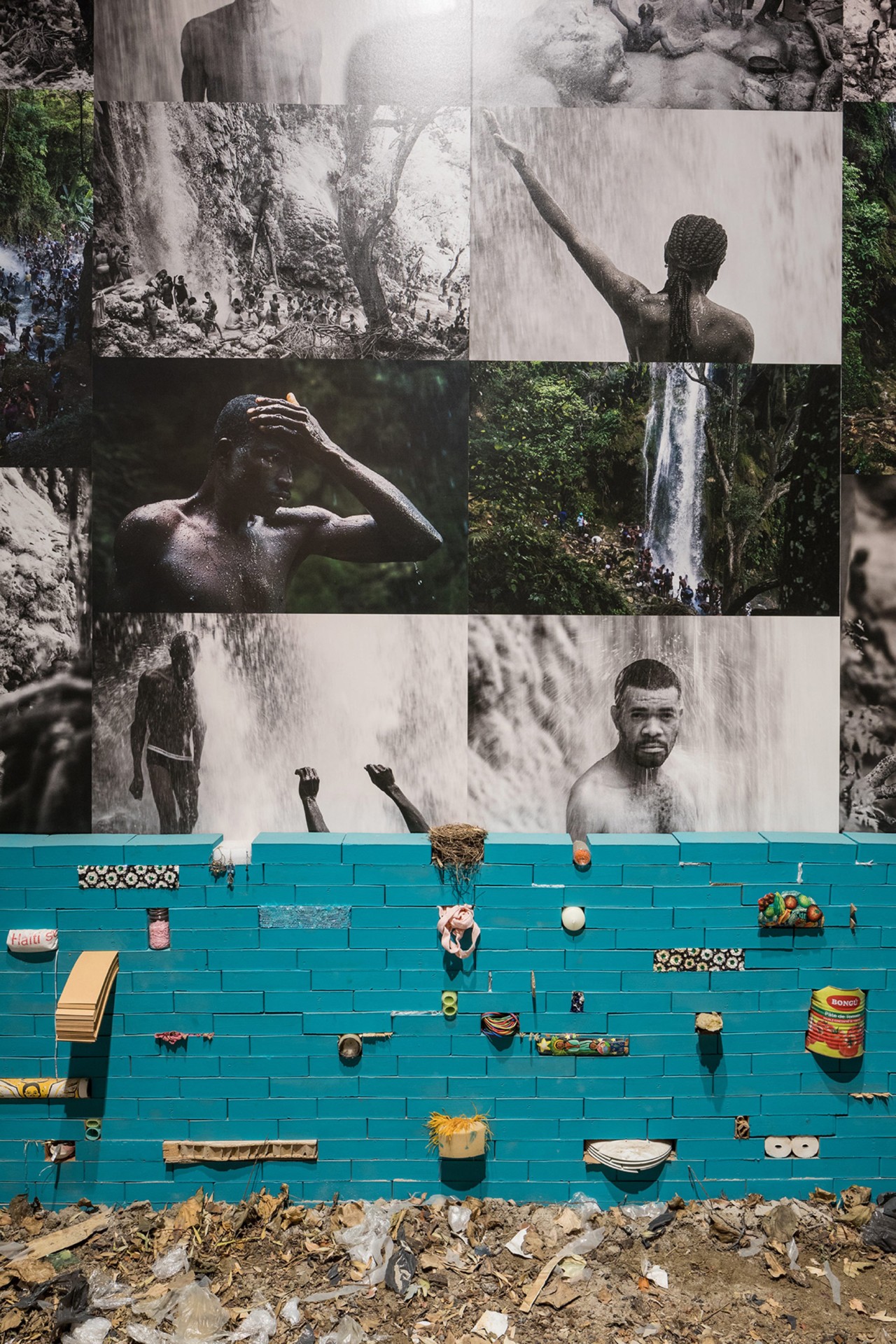 Collage artwork of people and water in nature titled Haiti - KayCasaMaisonHome by Daniel Gonzalez