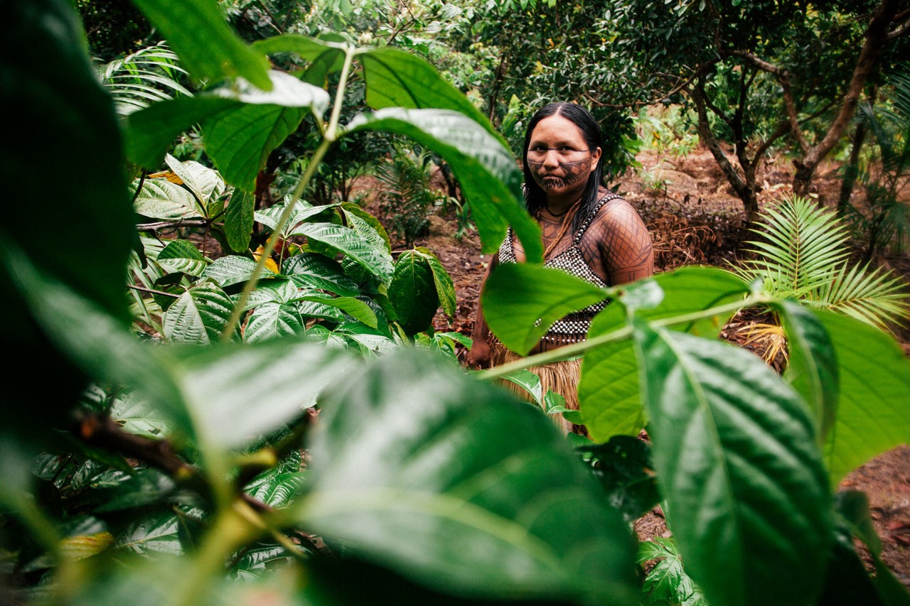 Amazon activist Maria Leusa Munduruku in the forest by Liliana Merizalde