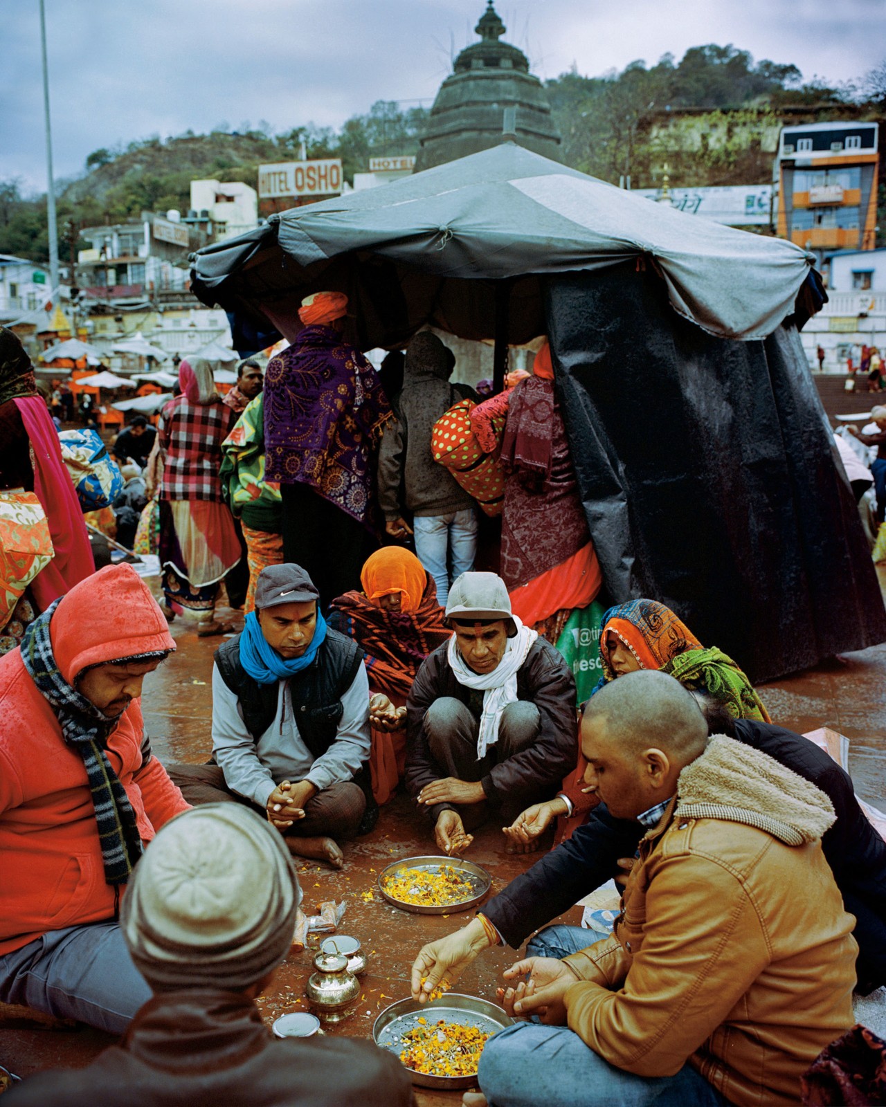 People along the Ganges River in India by Ashish Shah