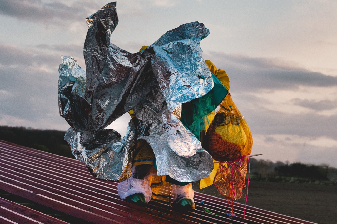 Multicolored plastic on a model by Luis Alberto Rodriguez