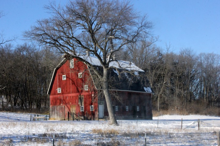 Iowa barn in the snow by Brad Covington