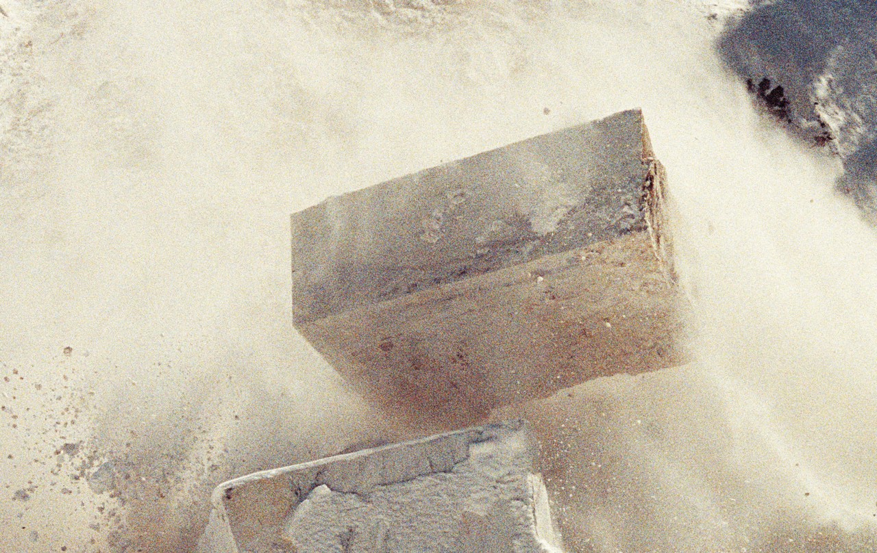 Rock falling in marble rock quarry in abandoned American monument by Jeremy Everett