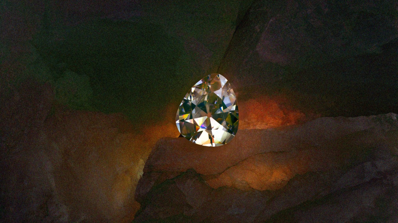 Carbon negative diamond against rock