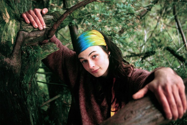Activist Julia Butterfly Hill in the Luna tree protesting deforestation by Shaun Walker