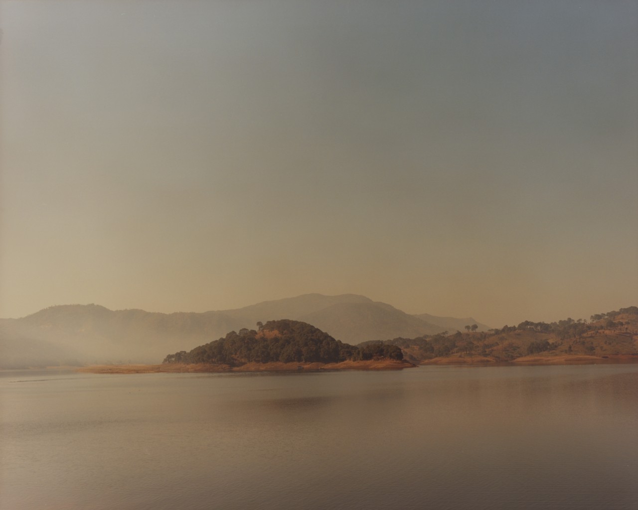 A body of water with ancient forest in the background.
