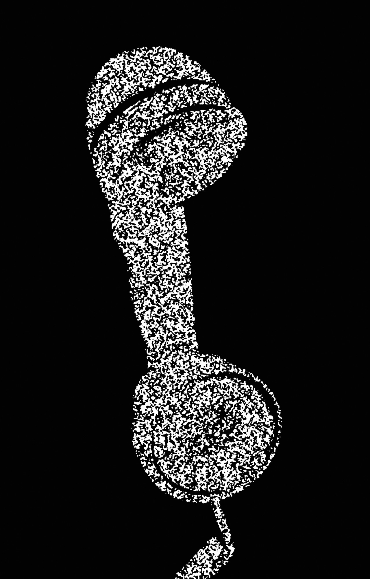 A fuzzy black and white image of a phone.