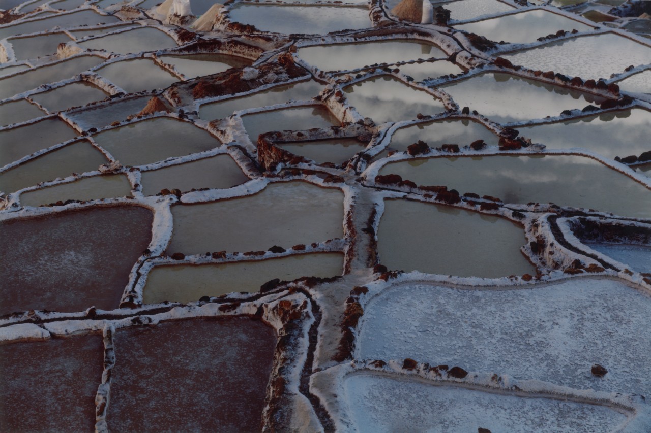 A bird's eye shot of the Maras salt mines
