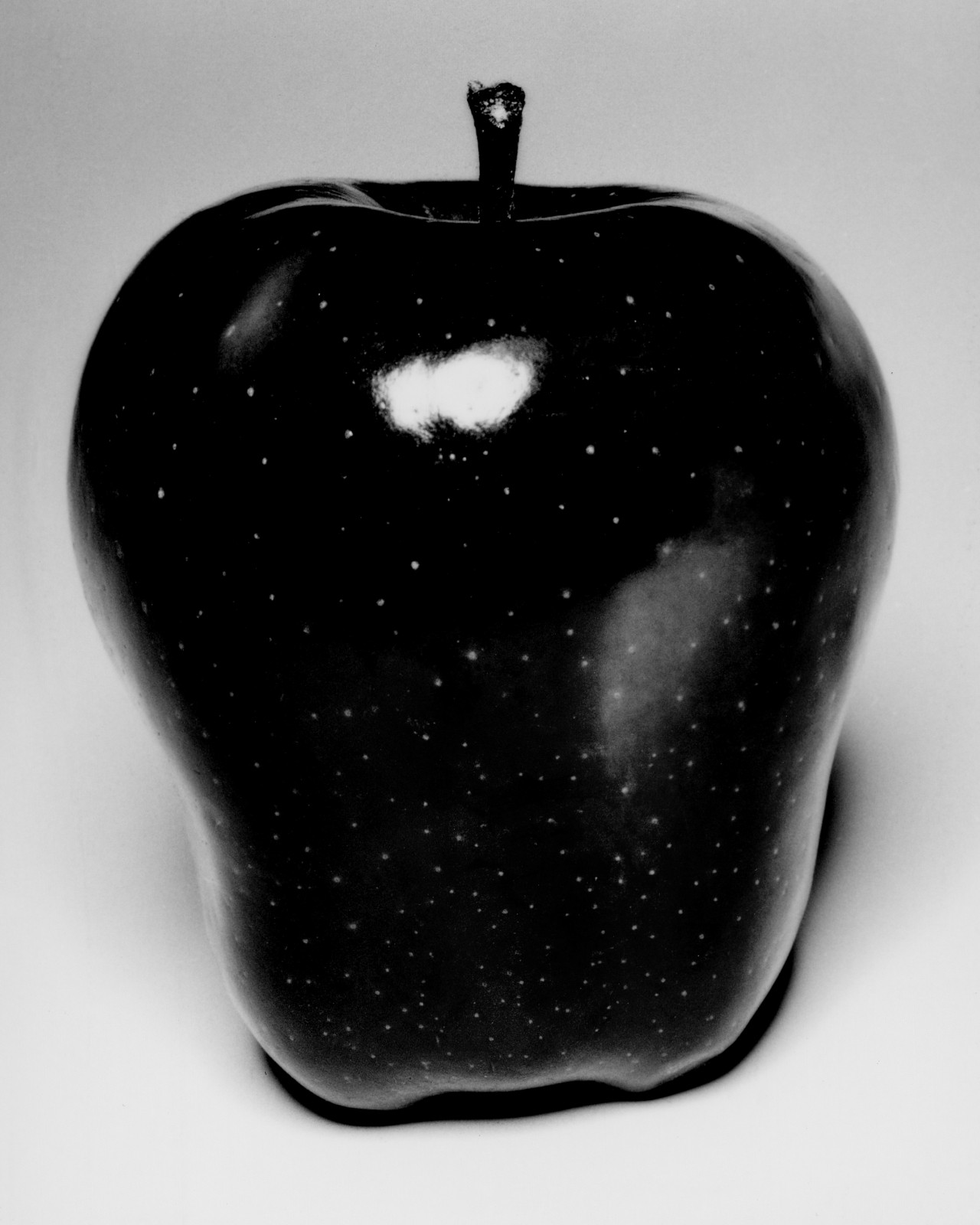 Apple photographed in black and white