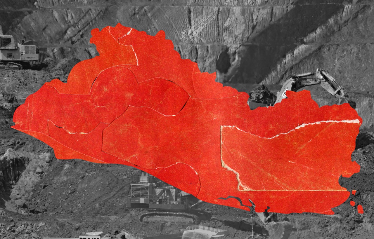A red and grey collage of El Salvador