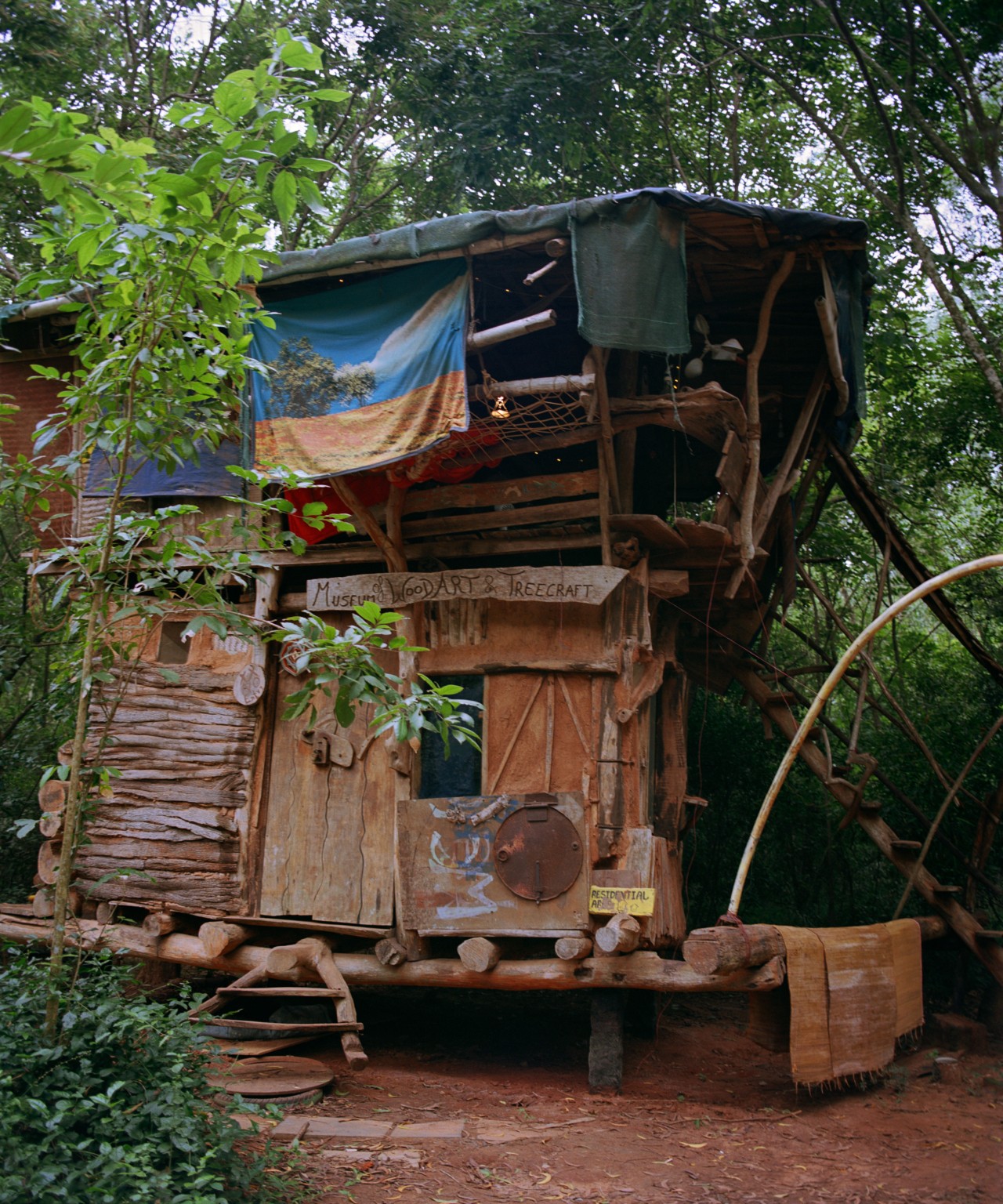 A treehouse in the forest of Auroville.