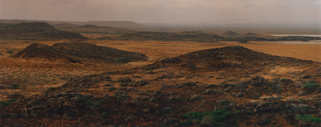 A panoramic view of the rocky desert of La Guajira, Colombia.