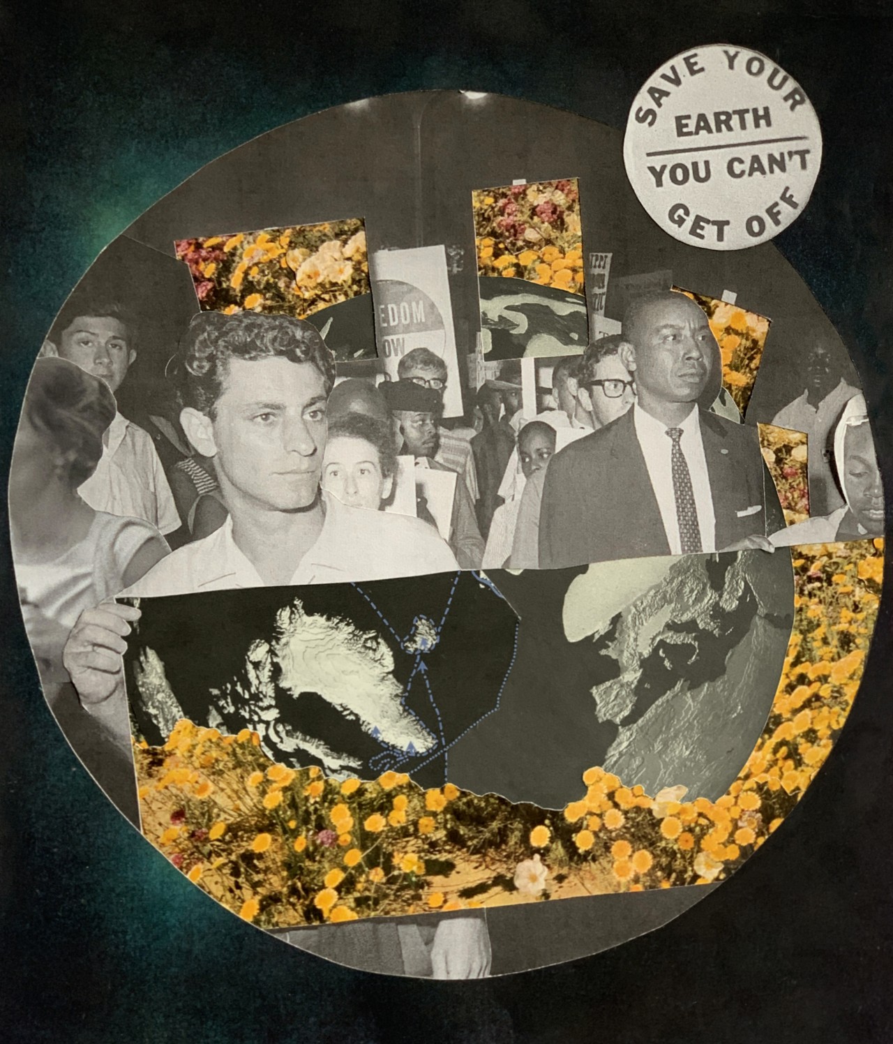 A collage of civil rights and climate marches.