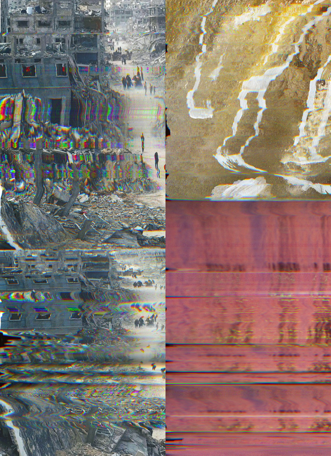 Collage of a photos from a destroyed Gaza.