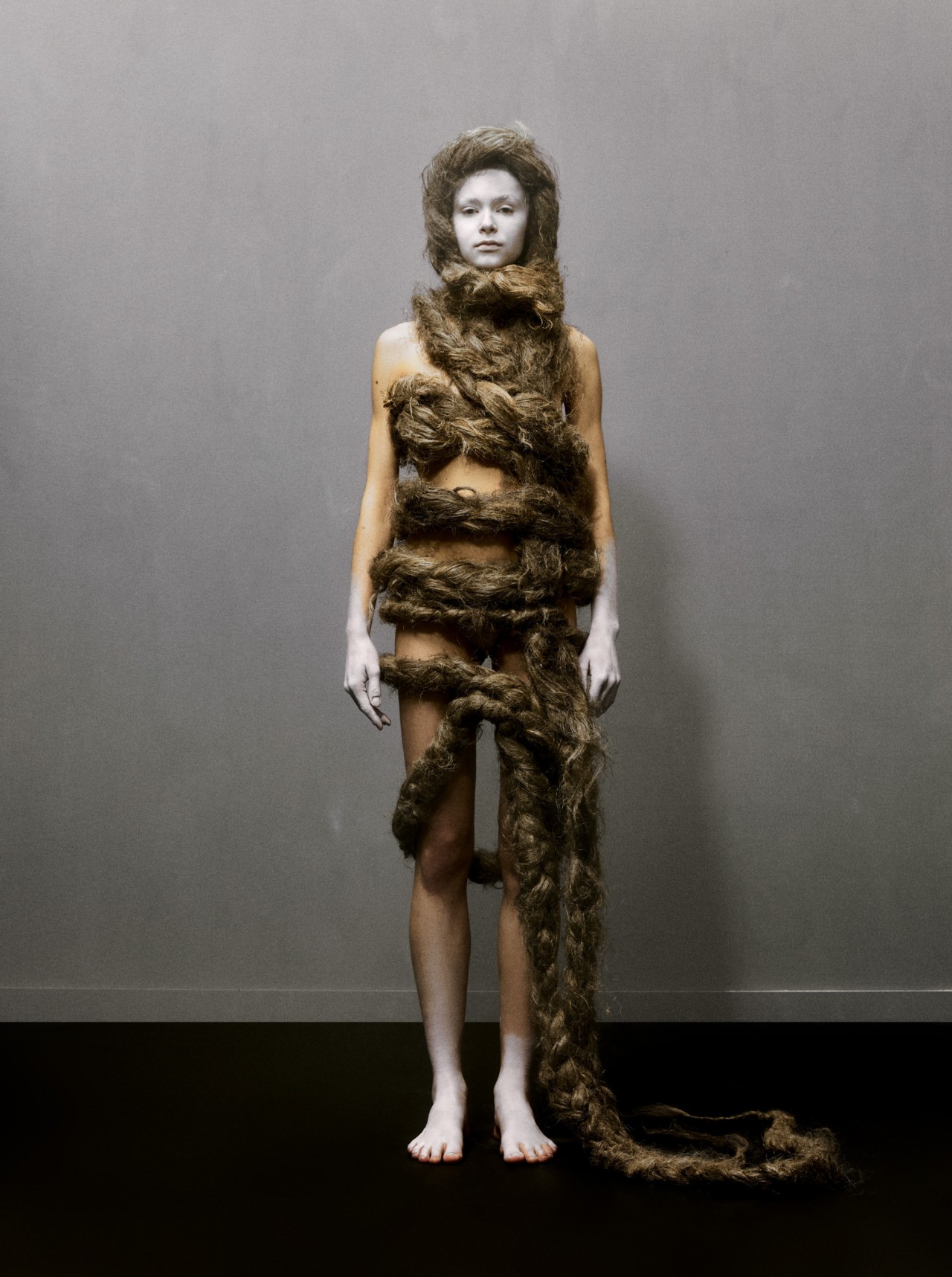Hair made from raw flax fiber from Ukraine.