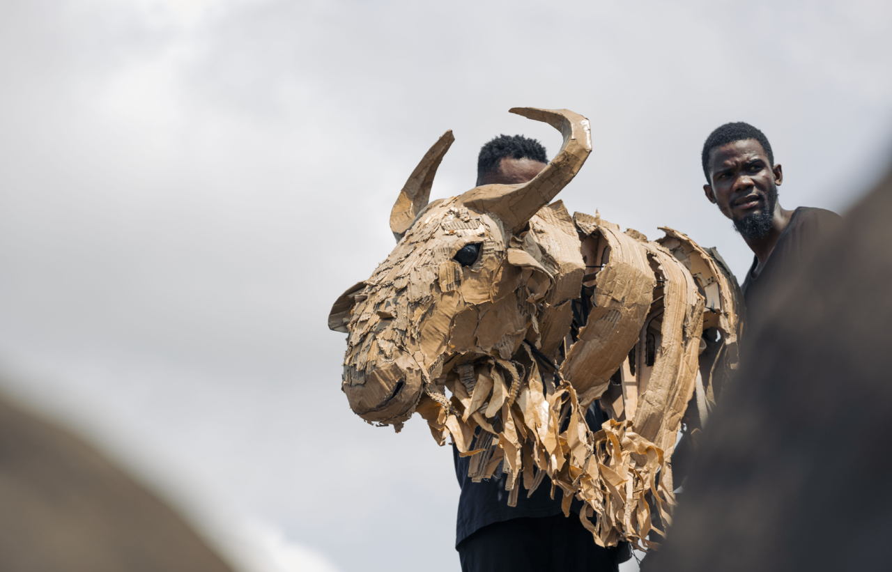 An animal puppet.