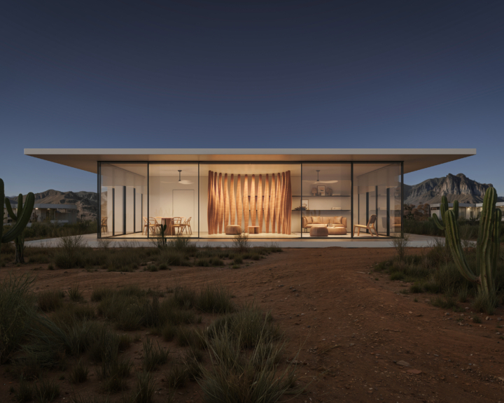 A modern home in the desert.