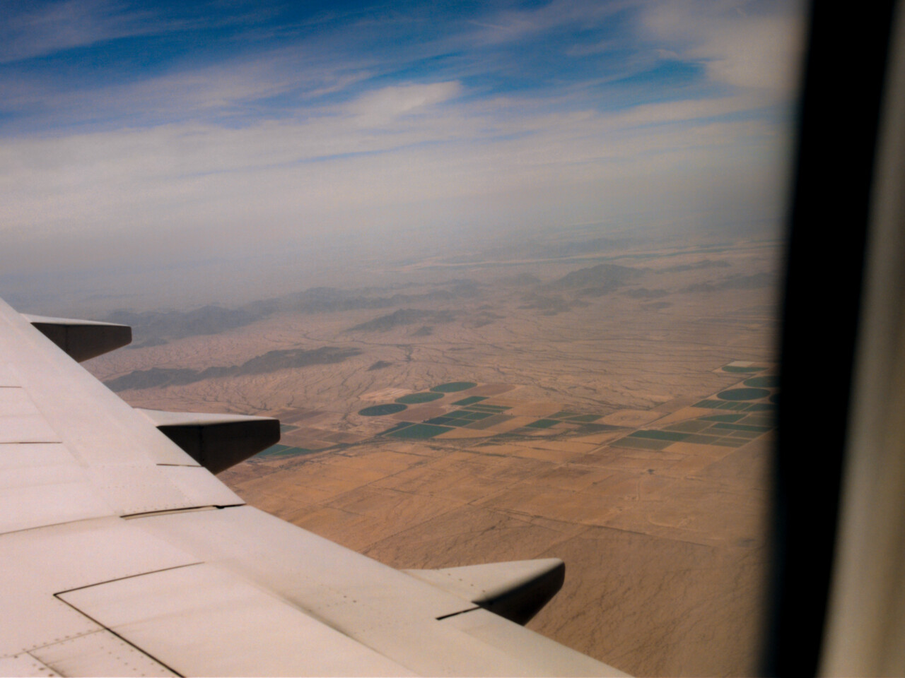 Arizona landscape from the POV of airplane preparing for landing.