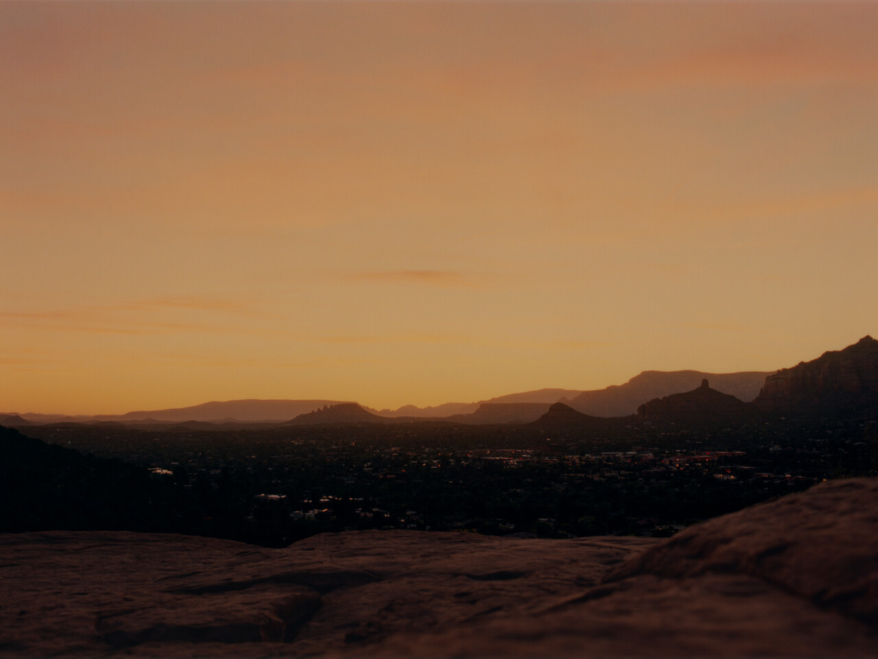 The landscape of Mesa Airport (a popular vortex site in Sedona) at dusk.